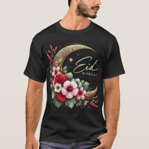 Camiseta Floral Crescent Eid Mubarak Mens Tshirt