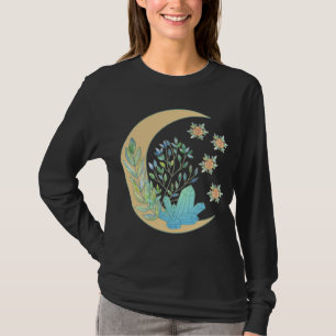 Camiseta Floral Crescent Luna Curación Crystal Garden Bruja
