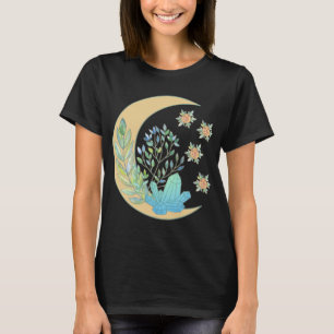 Camiseta Floral Crescent Luna Curación Crystal Garden Bruja
