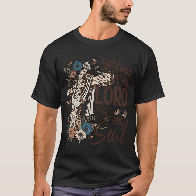 Camiseta Floral cristiana retro Jesús cruza bendiciones al  (Anverso)