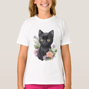 Camiseta Floral cúrcuma de gato negro