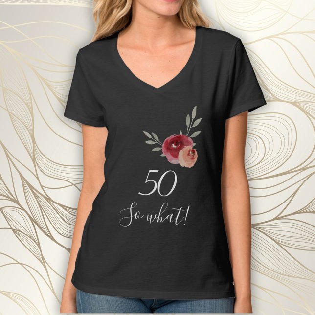 Camiseta Floral de acuarela divertida positiva 50 cumpleaño (Subido por el creador)