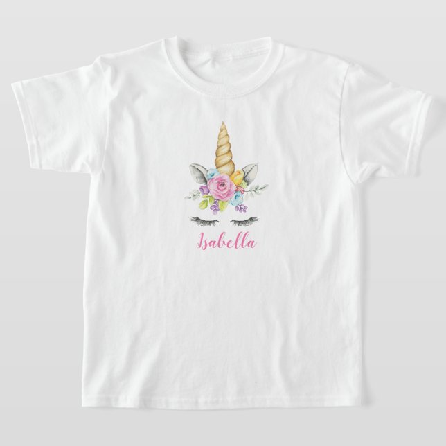 Camiseta Floral de agua unicornio personalizada (Distribución)