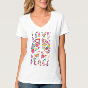 Camiseta Floral de amor y paz retro