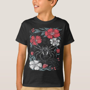 Camiseta Floral de araña romántica oscura