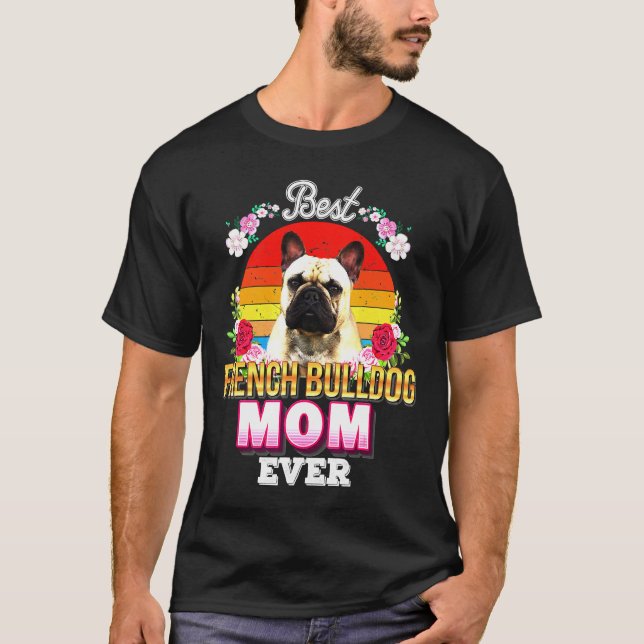Camiseta Floral de Bulldog de Bulldog francés (Anverso)