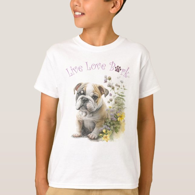 Camiseta Floral de Bulldog suave (Anverso)