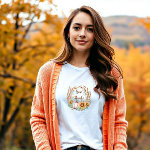 Camiseta Floral de calabaza pastel personalizado otoño