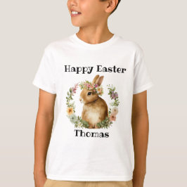 Camiseta Floral de conejito de pascua de agua personalizada