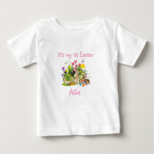 Camiseta floral de conejo de conejo de primera Sem