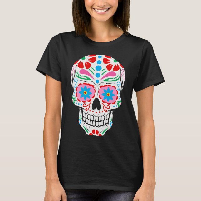 Camiseta Floral de cráneo de azúcar Cinco De Mayo Calavera  (Anverso)