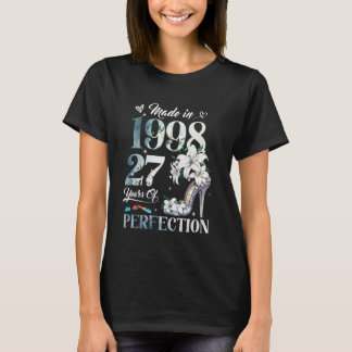 Camiseta Floral de cumpleaños 27 mujeres hecha en 1998 Rega