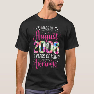 Camiseta Floral De Cumpleaños Para Chicas Nacidos En Agosto