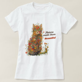 Camiseta Floral de Gato 'La Naturaleza los Hizo He