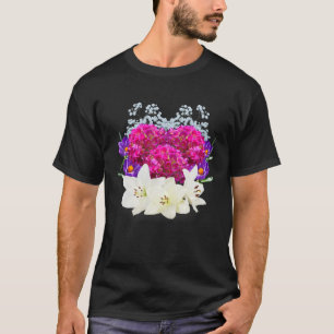 Camiseta Floral De Hydrangeas Lillies Crocus Baby Breath