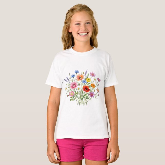 Camiseta floral de jardín de flores silvestres (Anverso completo)