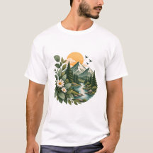 Camiseta Floral de la Naturaleza Puesta de Sol en