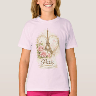 Camiseta floral de la Torre Eiffel Ciudad de París