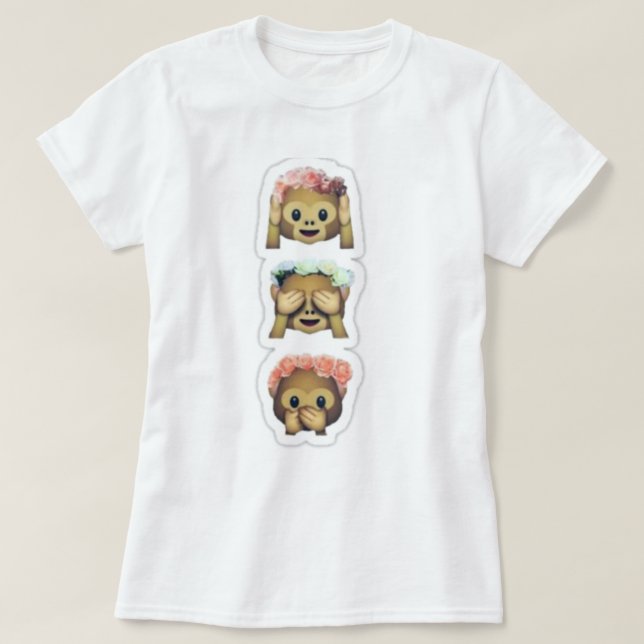 Camiseta floral de las emojis del mono (Diseño del anverso)