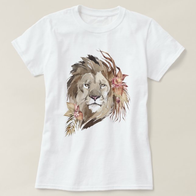 Camiseta floral de león (Diseño del anverso)