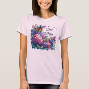 Camiseta floral de Lilas Púrpura Mejor Mamá