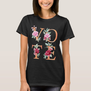 Camiseta Floral de Melocotón Elegante Femenino Vota