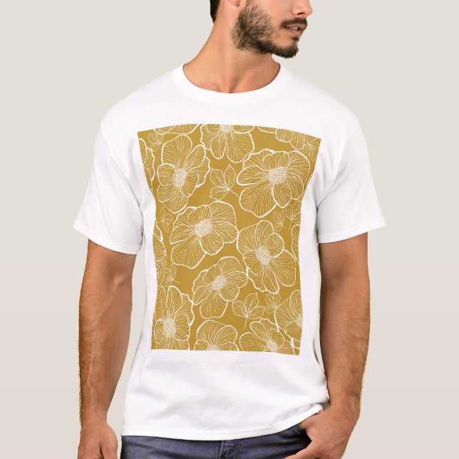 Camiseta Floral de oro monocromo: Resumen sin problemas (Anverso)