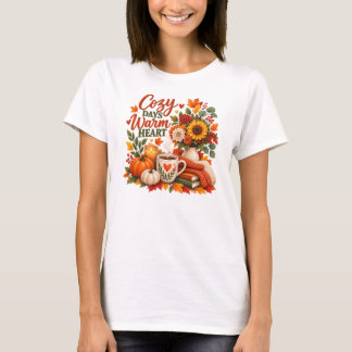 Camiseta floral de otoño de días acogedores y cora