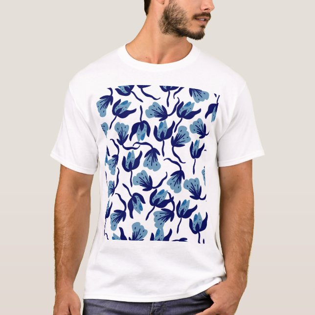 Camiseta Floral De Pansy Azul: Impresionante. (Anverso)