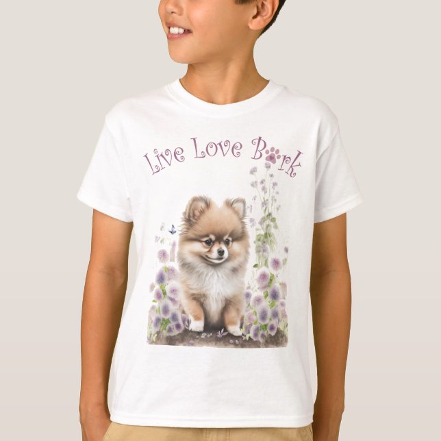 Camiseta Floral de perro de Pomerania (Anverso)