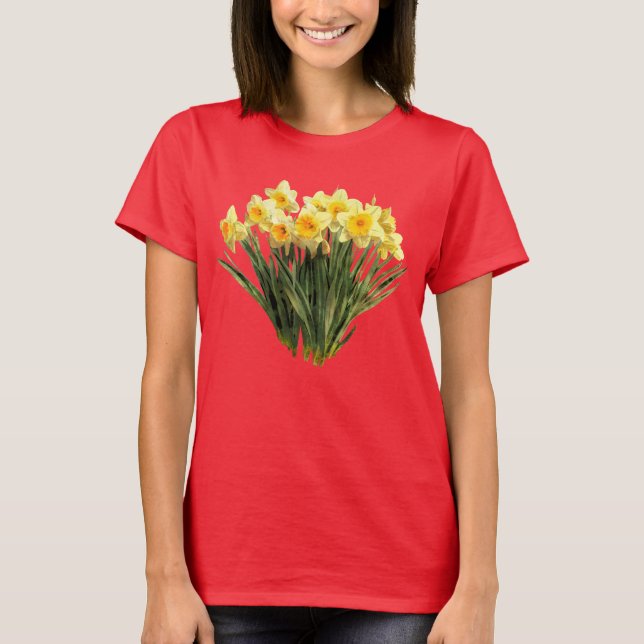 Camiseta Floral de primavera de los Daffodis amarillos (Anverso)
