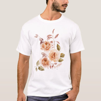 Camiseta floral de rosa acuarela | Botánico elegan