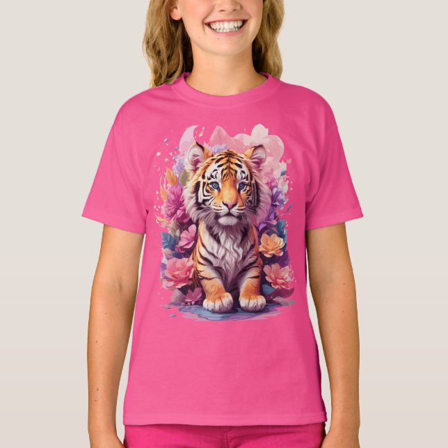 Camiseta Floral de tigre bebé (Anverso)