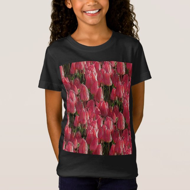 Camiseta Floral de tulipanes rosados (Anverso)