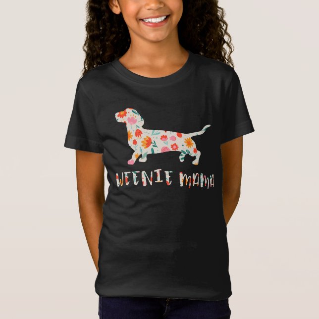 Camiseta Floral de Weenie Mama Dachshund (Anverso)