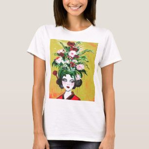 CAMISETA FLORAL DEL BLANCO DEL GEISHA