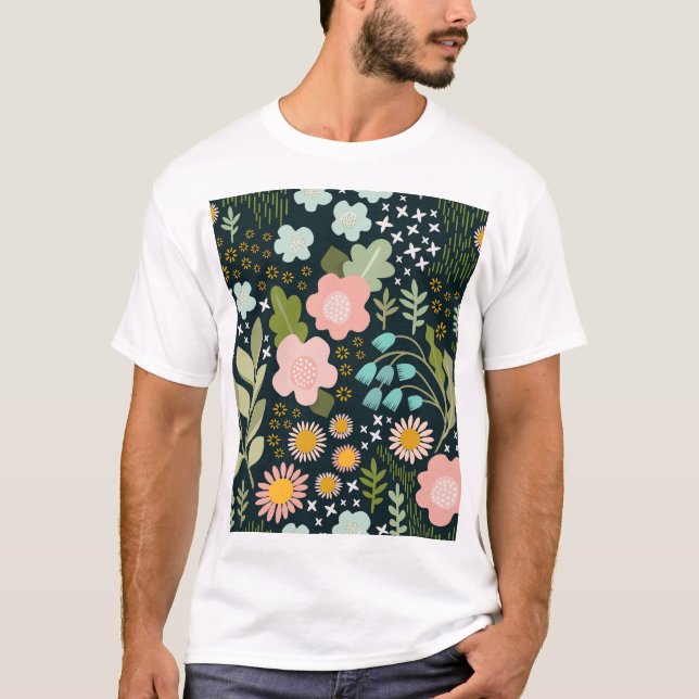 Camiseta Floral Delicada: Belleza Vintage sin Mar. (Anverso)