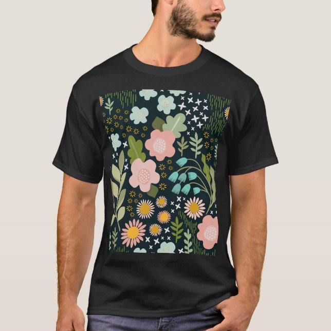 Camiseta Floral Delicada: Belleza Vintage sin Mar. (Anverso)