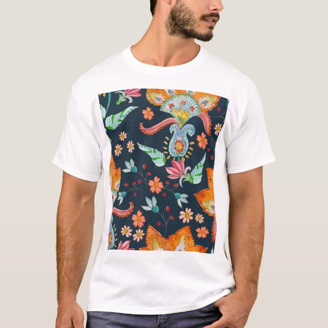 Camiseta Floral Delight: Textura de flores acuáticas (Anverso)