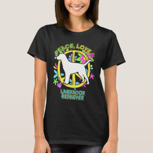 Camiseta Floral Dog Peace Love And Labrador Retriever