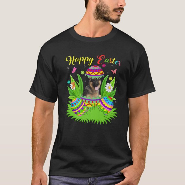 Camiseta Floral Easter Egg Lover Divertido Pastor Alemán (Anverso)