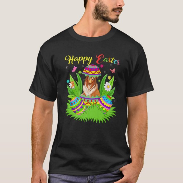 Camiseta Floral Easter Egre Lover Funny Shetland Sheepdog E (Anverso)
