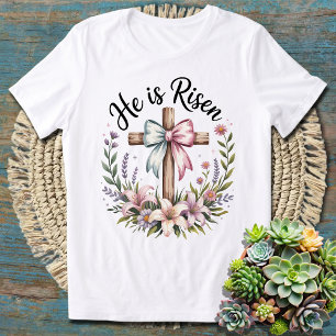 Camiseta Floral Él ha Resucitado – Pascua Inspiradora