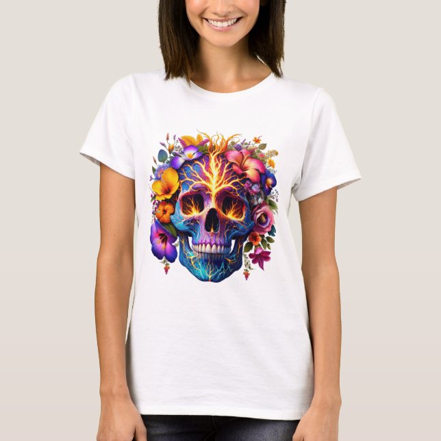 Camiseta Floral Electric Skull (Anverso)
