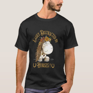 Camiseta Floral Fácilmente Distraído Por Caballo Dibujos An