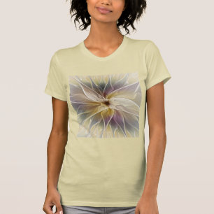 Camiseta Floral Fantasía Oro berenjena Resumen Arte Fractal