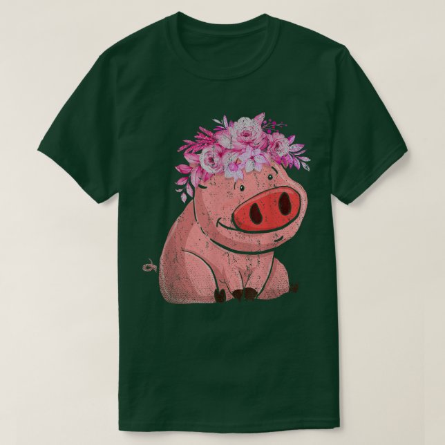 Camiseta Floral Farm Animal Pig Lover Animal Lover Farmer P (Diseño del anverso)