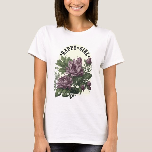 Camiseta floral feliz Chica (Anverso)