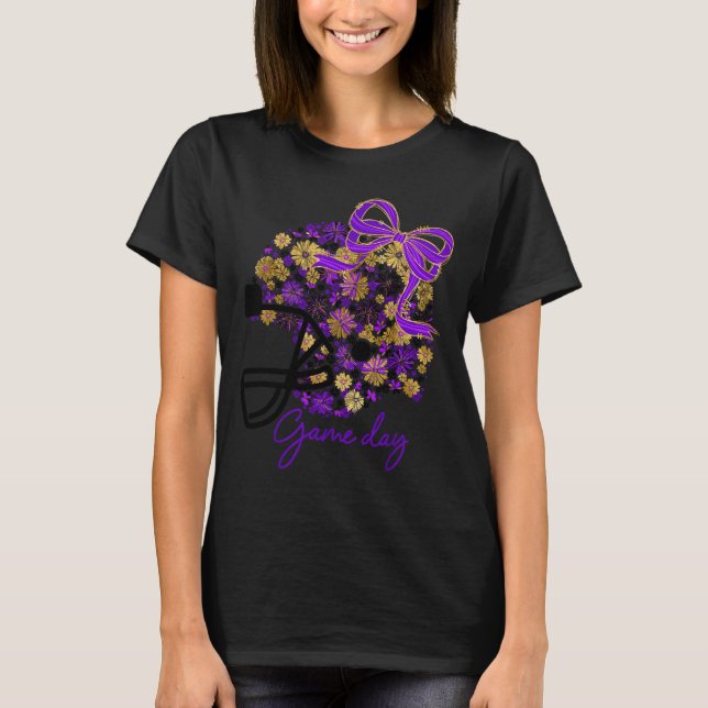 Camiseta Floral Football Game Day Girly Team Srit Purple Bl (Anverso)