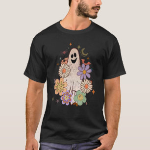 Camiseta Floral Ghos Halloween Mujeres Retro Groovy